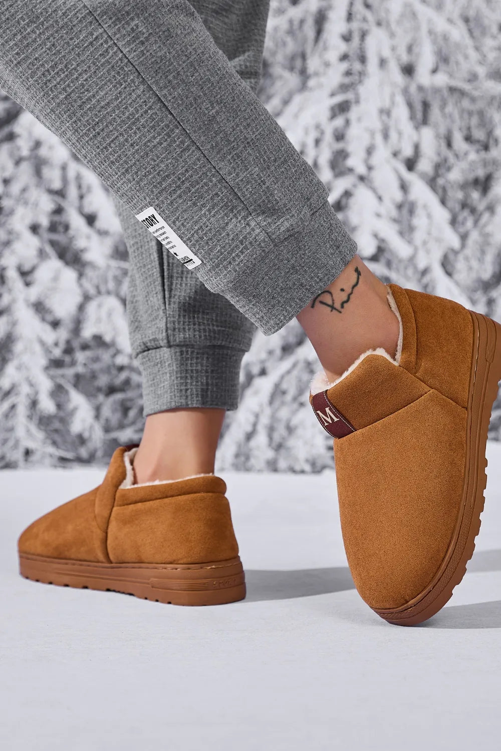 Letter M Suede Round Toe Slippers - Lilixa.store