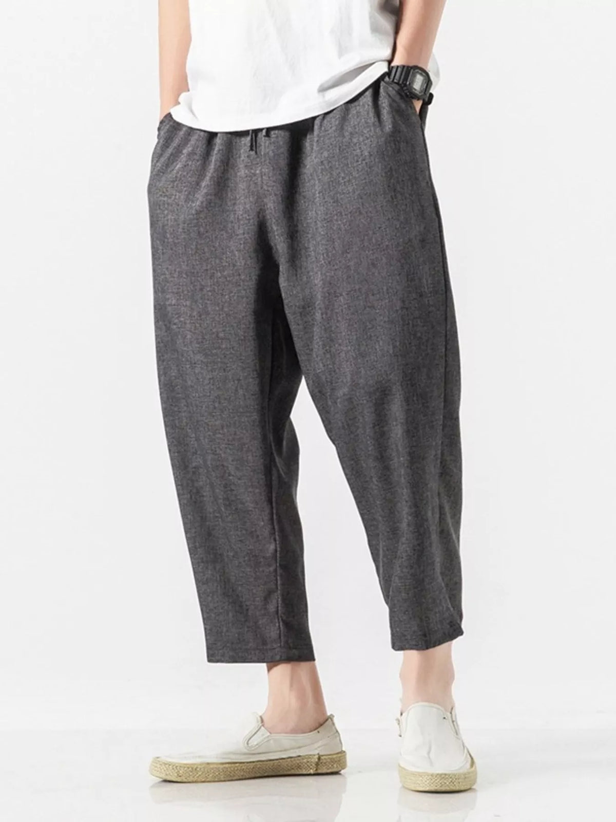 Men's Plus Size Casual Cropped Pants, view 2