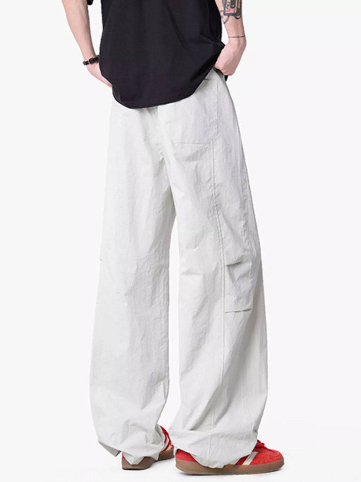 Men's Loose Fit Drawstring Wide Leg Pants, view 2