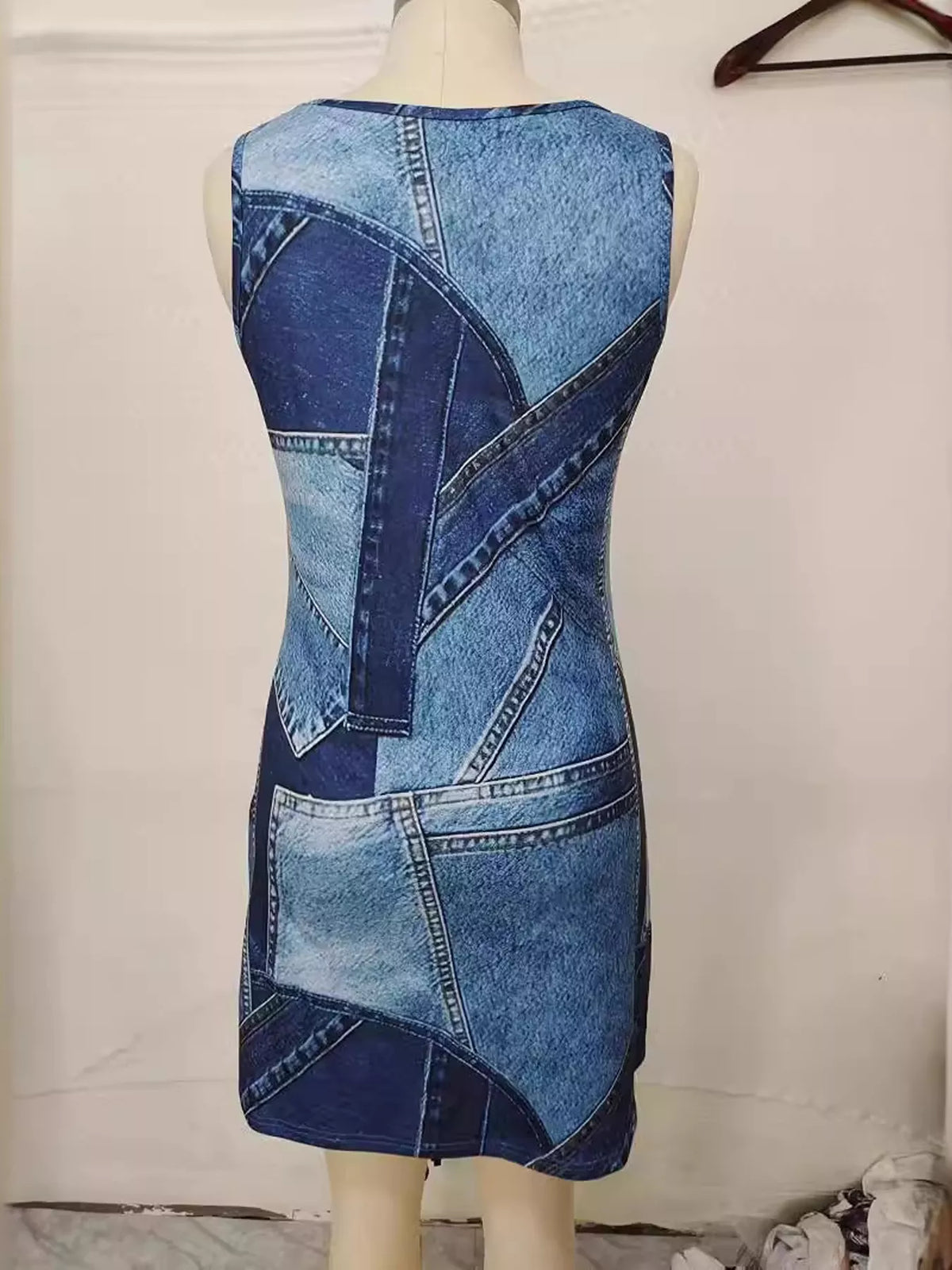 Patchwork Denim Sleeveless Dress - Lilixa.store