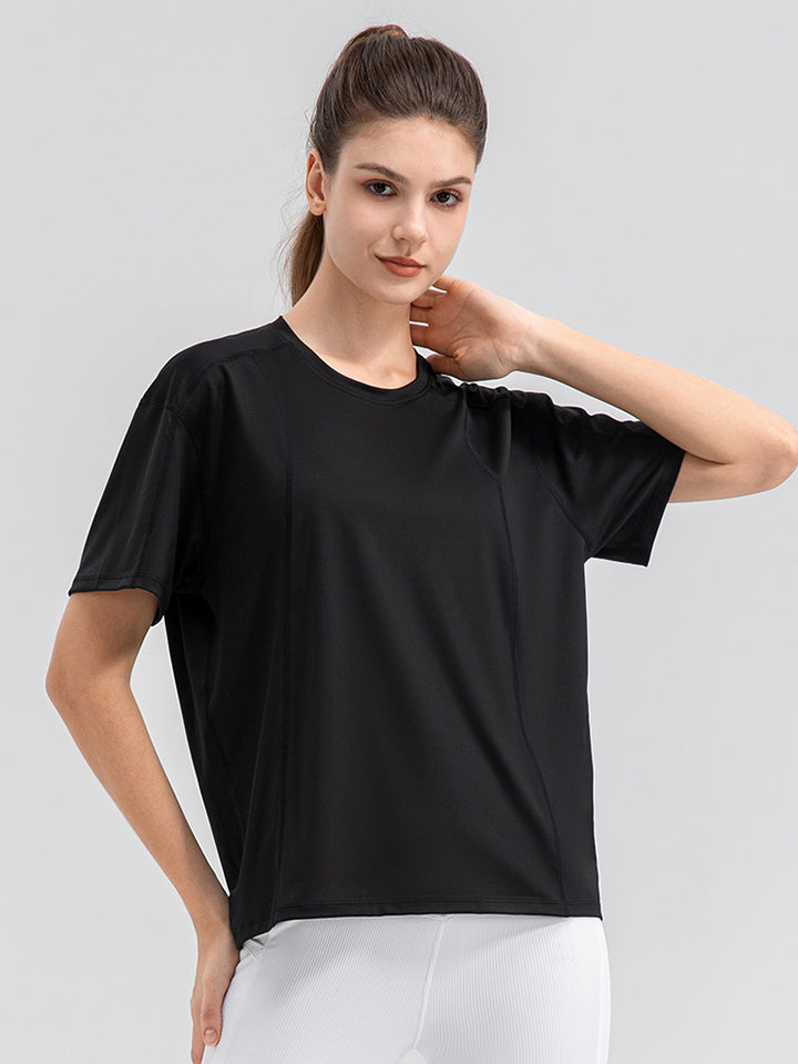 Round Neck Short Sleeve Active Top - Lilixa.store