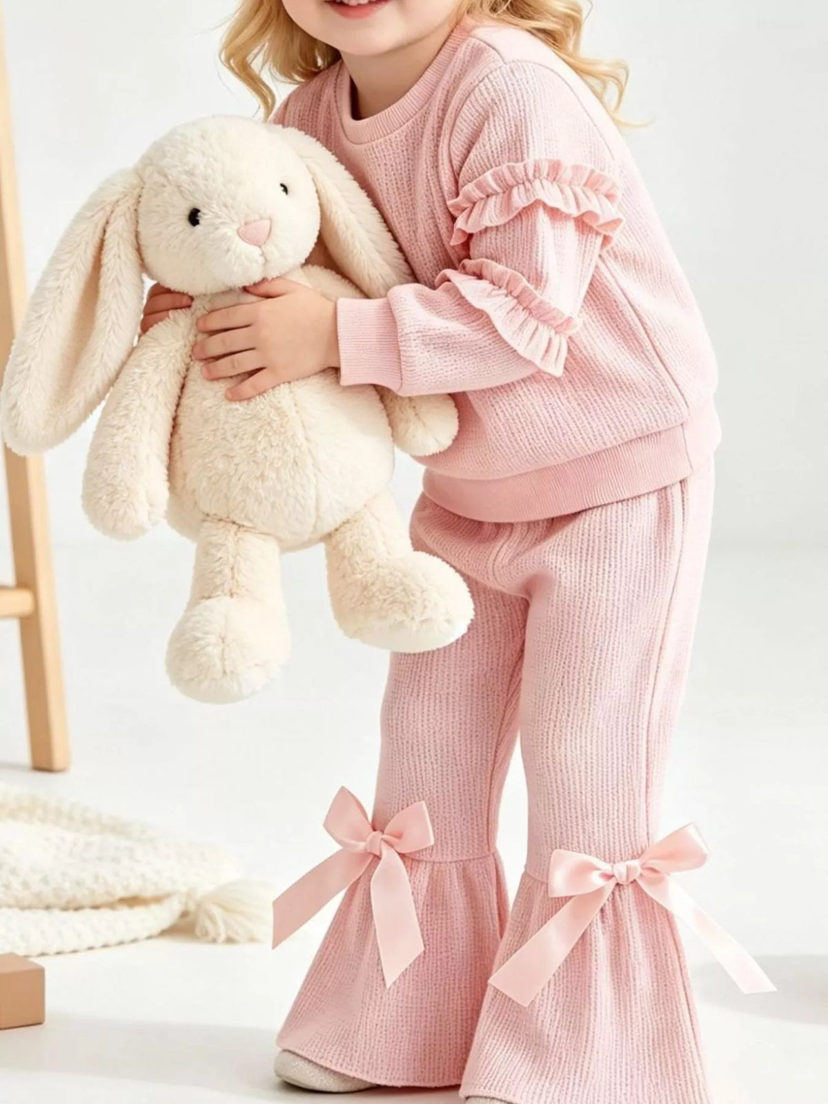 Children's Ruffle Sleeve Top and Bow Flare Pant Set - Lilixa.store