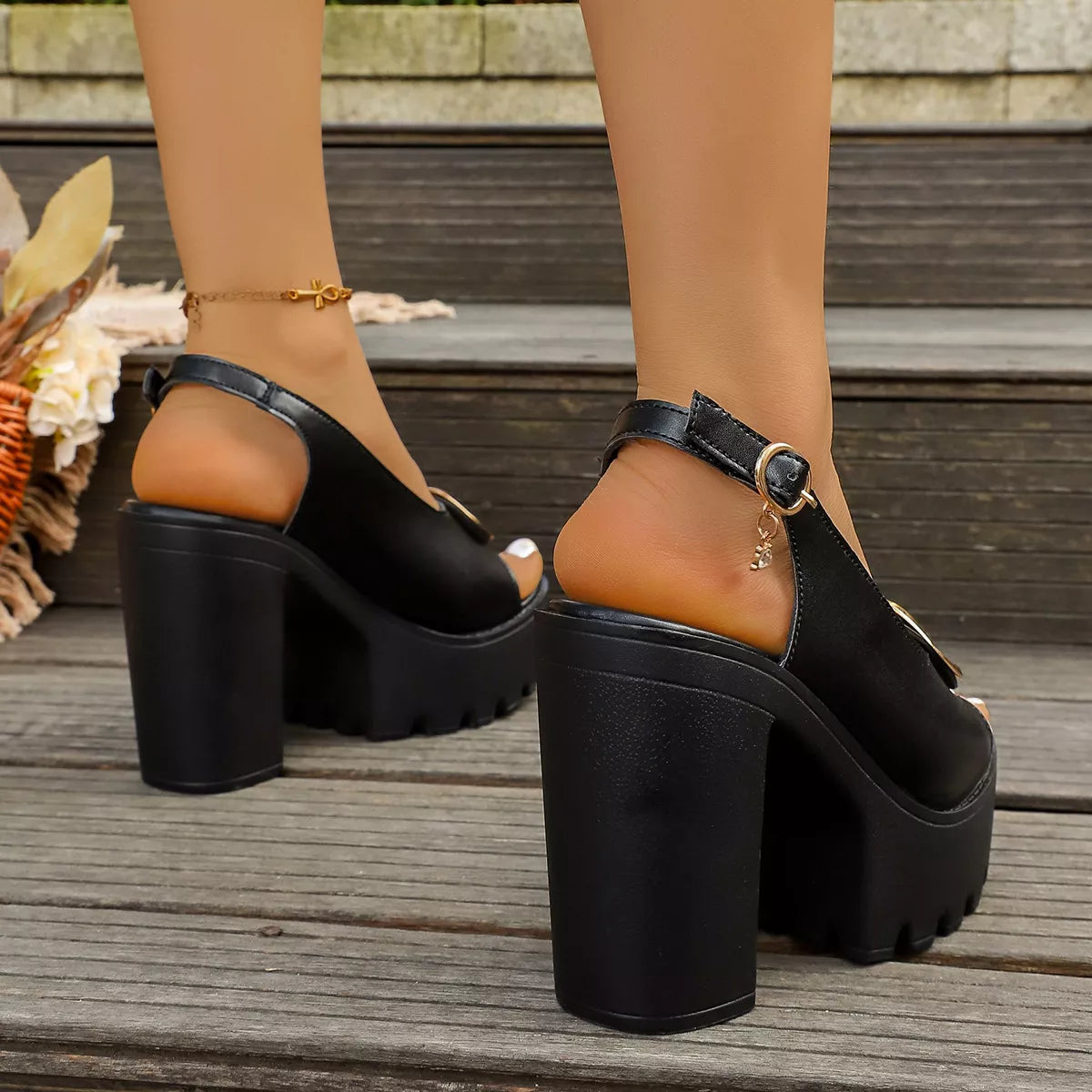 Peep Toe Platform Sandals - Lilixa.store