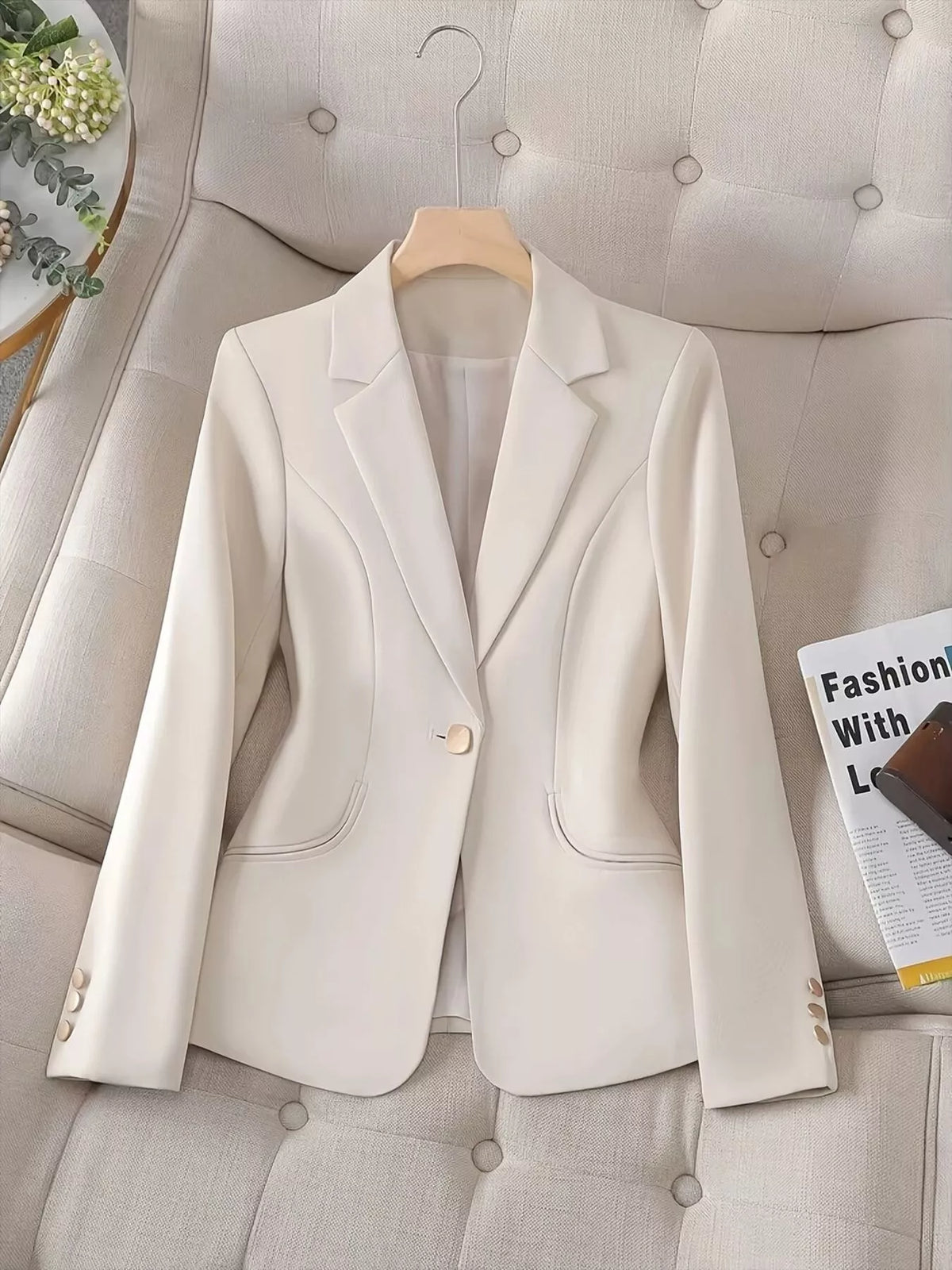 Slim-Fit Single-Button Blazer - Lilixa.store