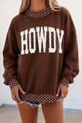 'HOWDY' Graphic Polka Dot Trim Sweatshirt - Lilixa.store