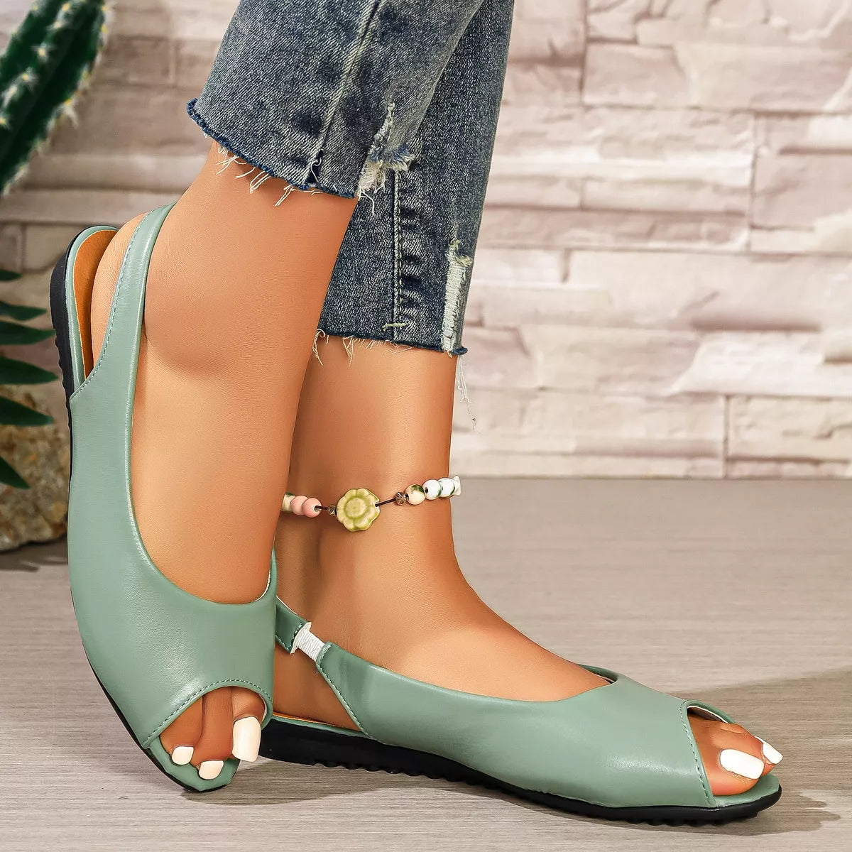 Peep Toe Flats Sandals