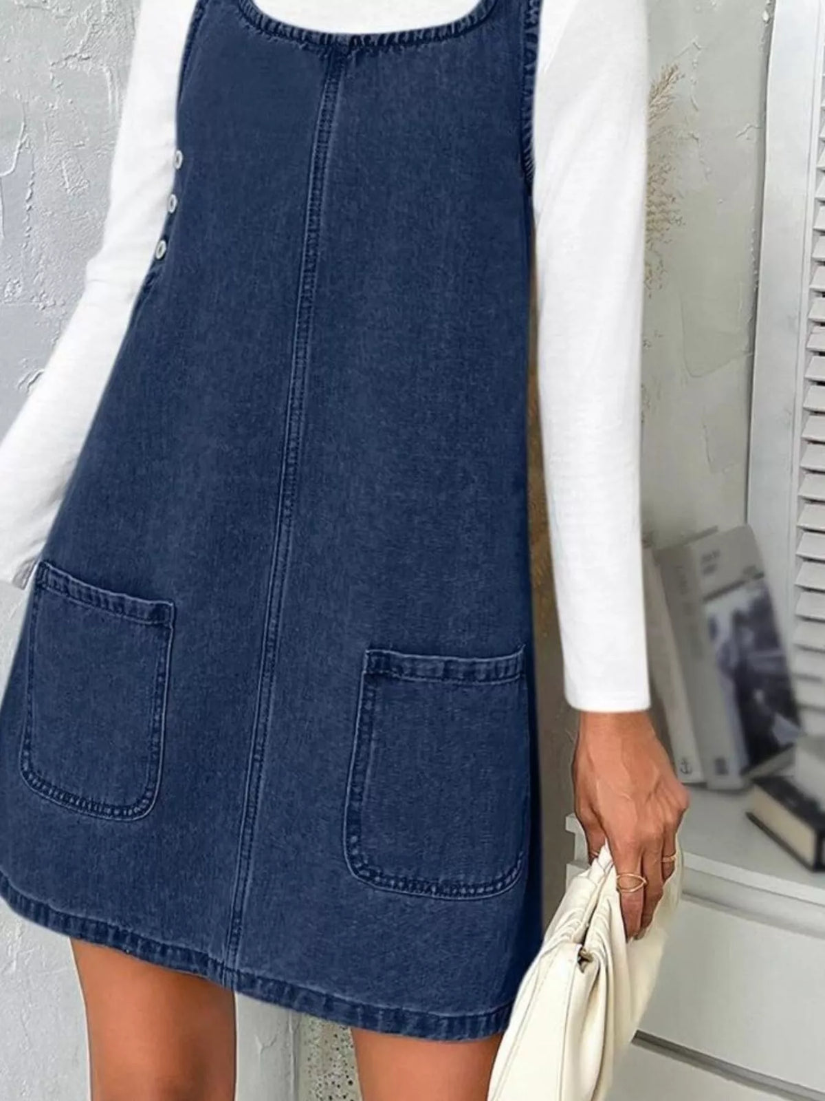 Casual Scoop Neck Sleeveless Denim Dress - Lilixa.store
