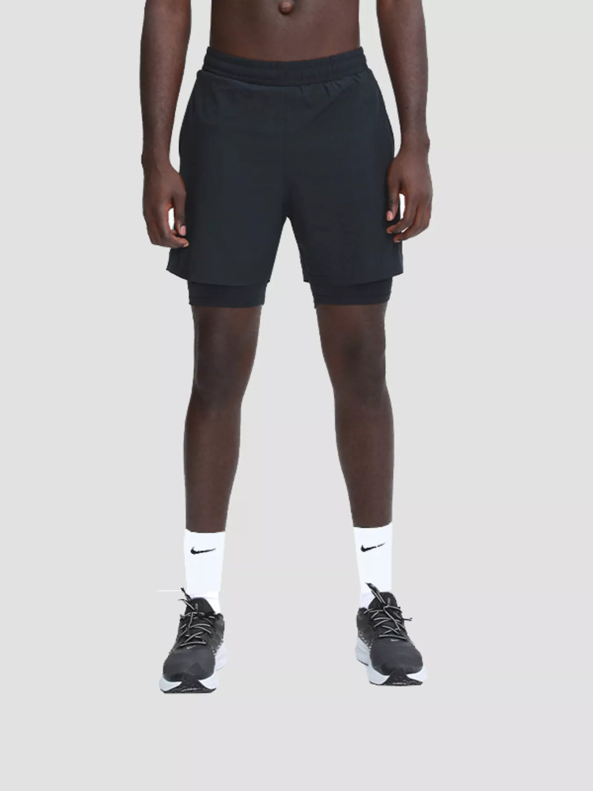 Men's Plus Size Elastic Waist Active Shorts in Black