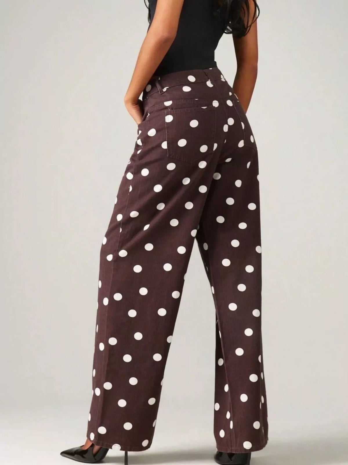 Polka Dot Wide-Leg Jeans - Lilixa.store