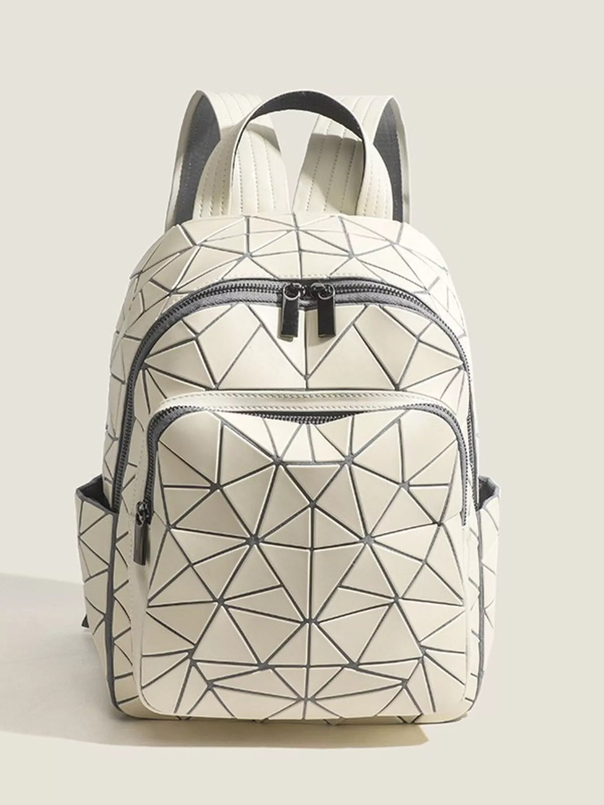 Geometric Lattice Pattern Fashion Backpack Bag in Off-white