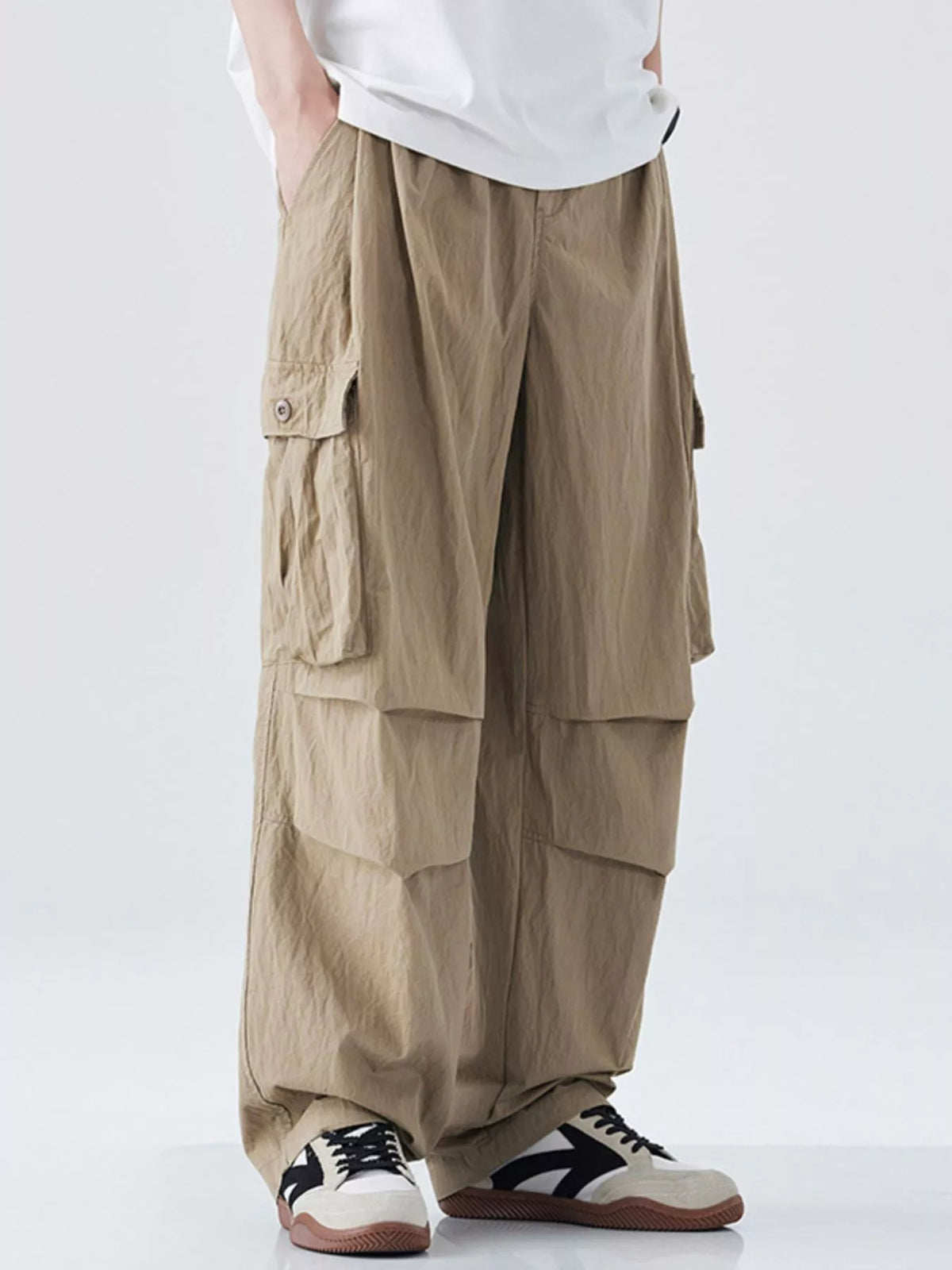 Men's Drawstring Wide Leg Cargo Pants, view 5