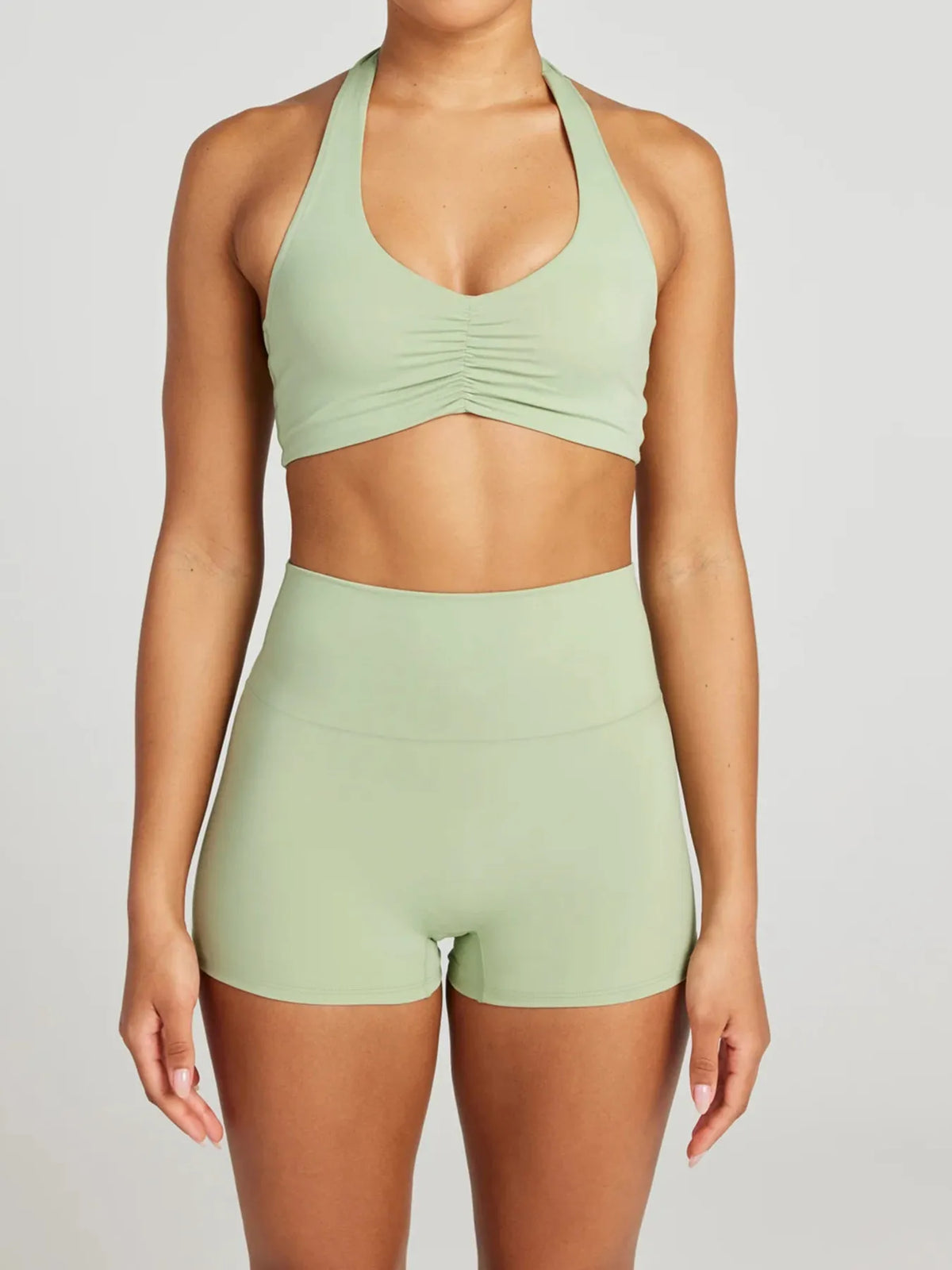 Halter Neck Cami and Shorts Active Set - Lilixa.store
