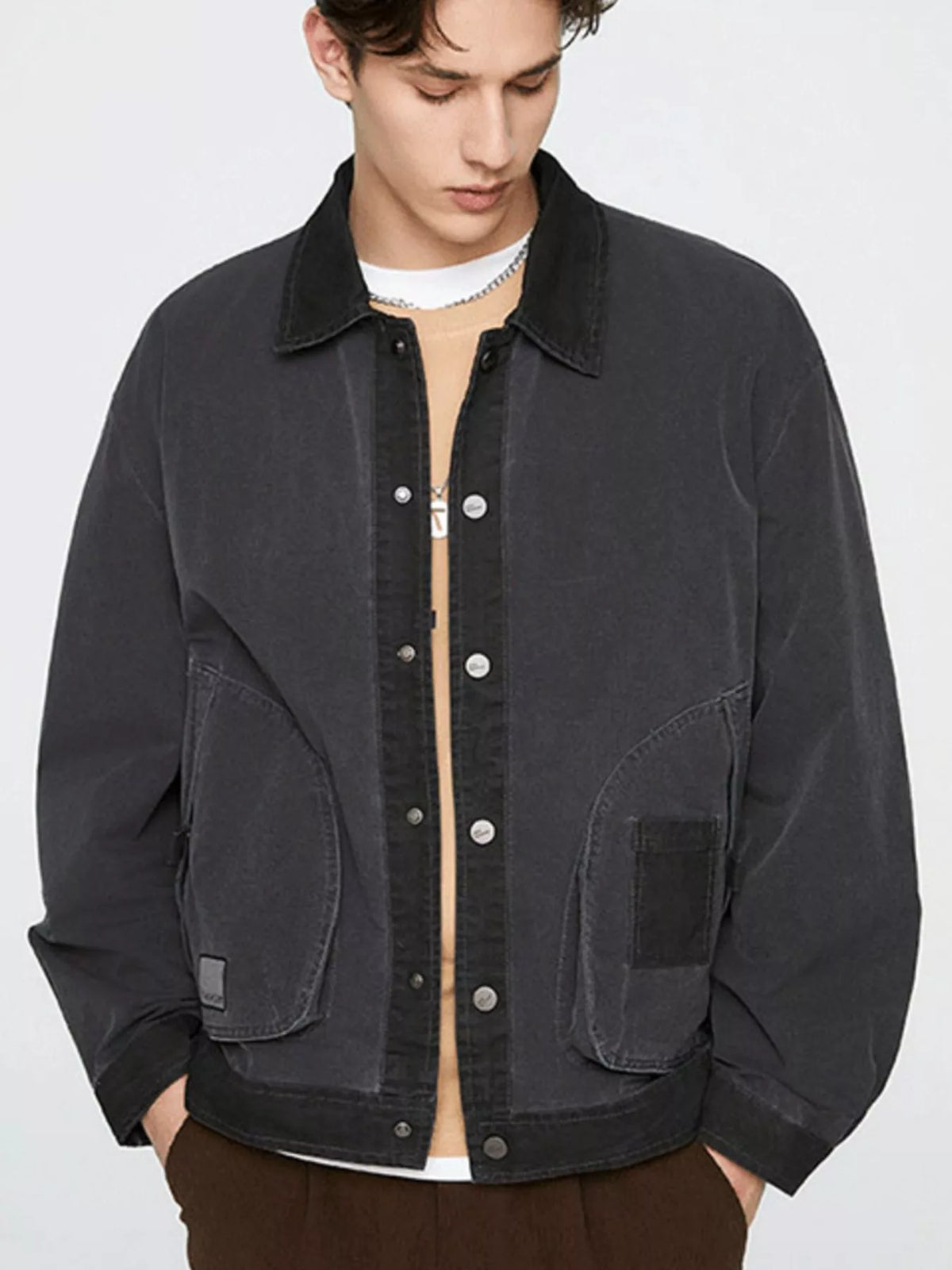 Men's Plus Size Snap Down Long Sleeve Jacket - Lilixa.store