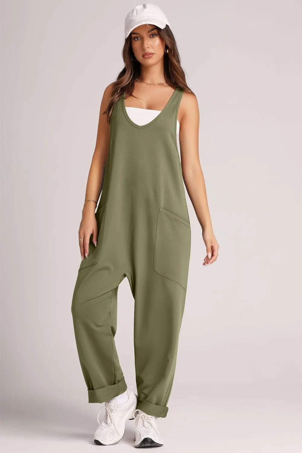 Lovelet Wide Strap Jumpsuit with Pockets - Lilixa.store