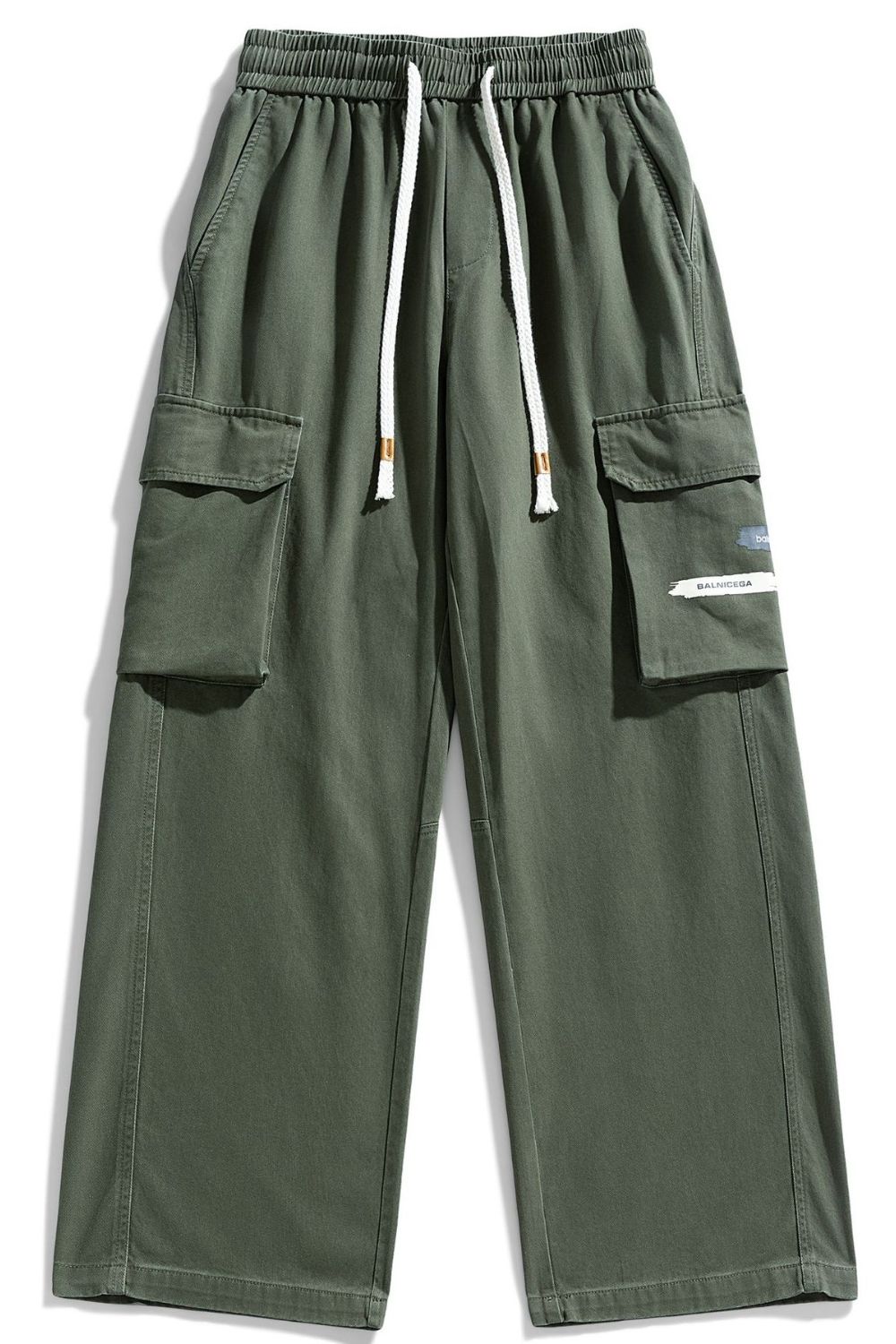 Men's Plus Size Loose Fit Cargo Pants with Drawstring, view 2