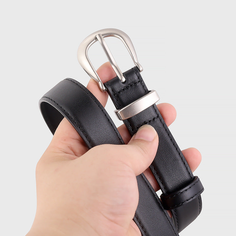 Classic Leather Belt with Silver Buckle - Lilixa.store