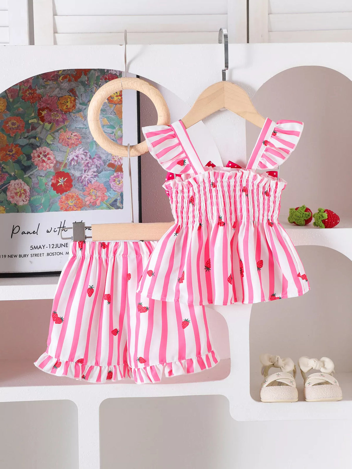 Children's Bow Ruffled Striped Top and Shorts Set - Lilixa.store