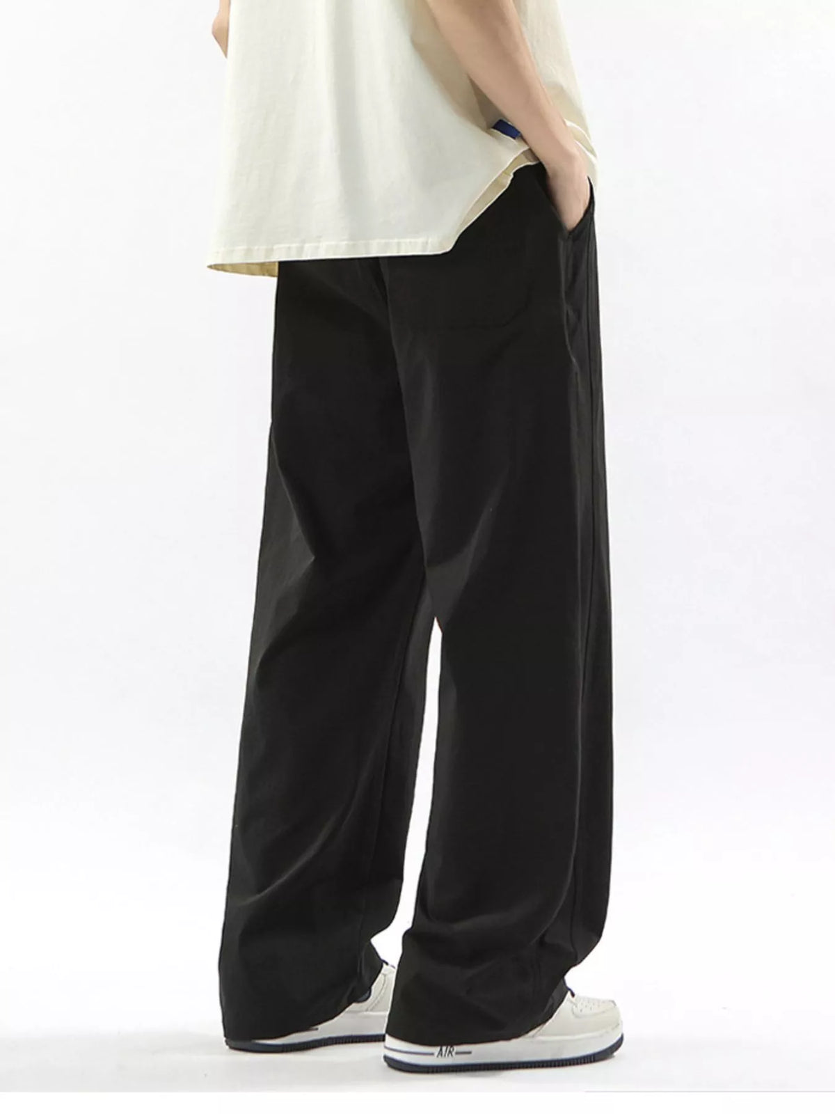 Men's Full Size Loose Fit Drawstring Wide Leg Pants Plus Size, view 3