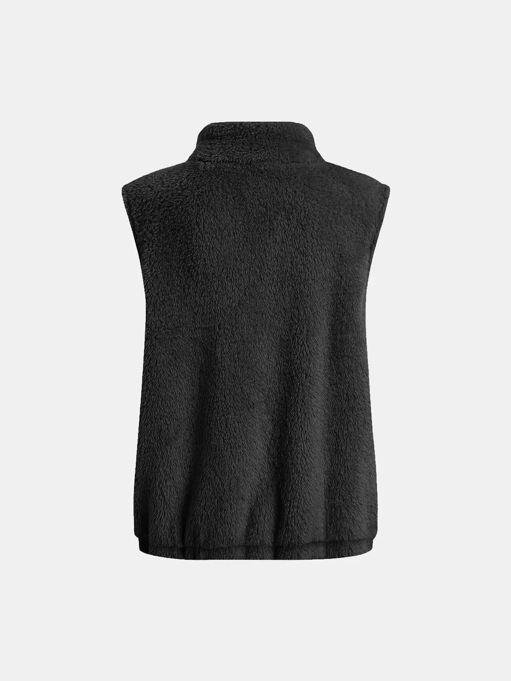 Full Size Fuzzy Zip Up Vest Coat with Pockets, view 4