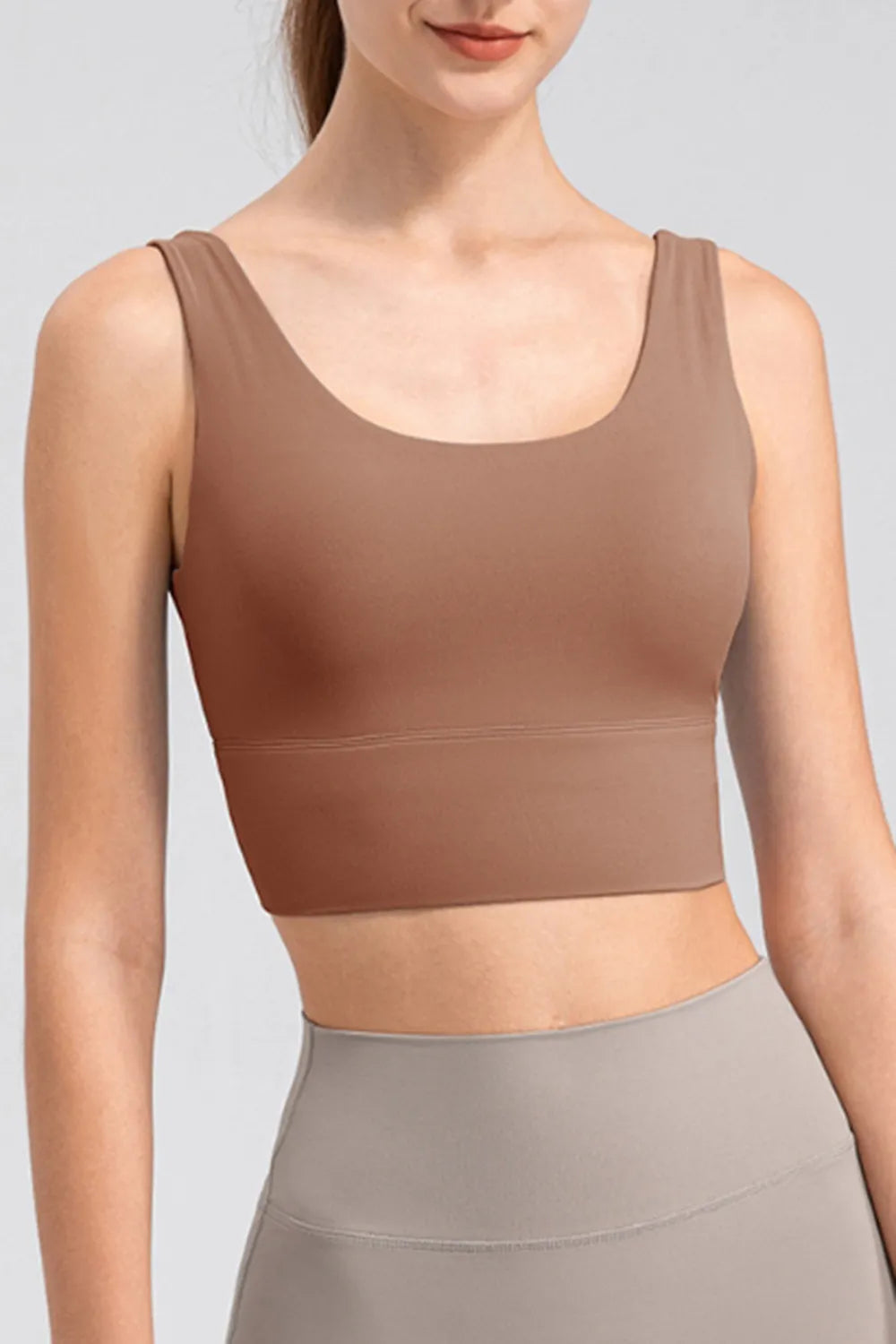Scoop Neck Wide Strap Active Tank - Lilixa.store