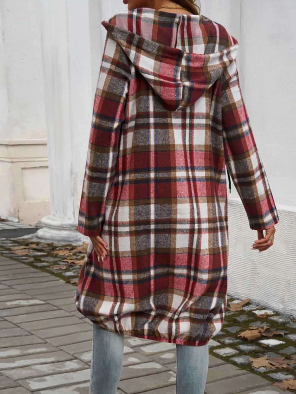 Devine Plaid Zip Up Hooded Coat - Lilixa.store