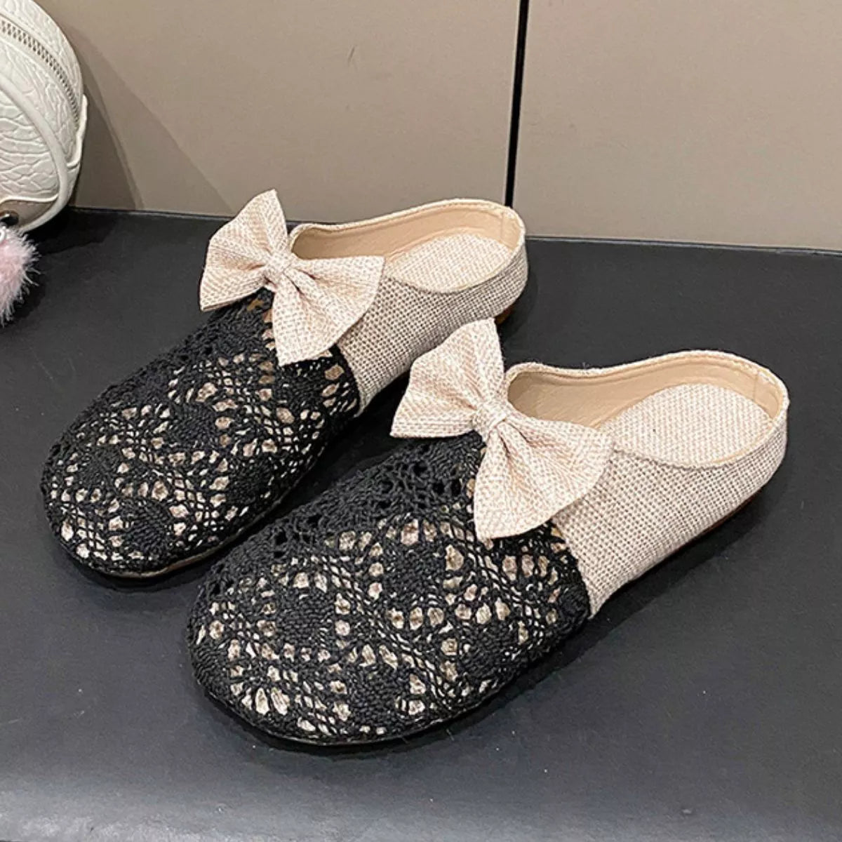 Round Toe Bow Slip-Ons - Lilixa.store