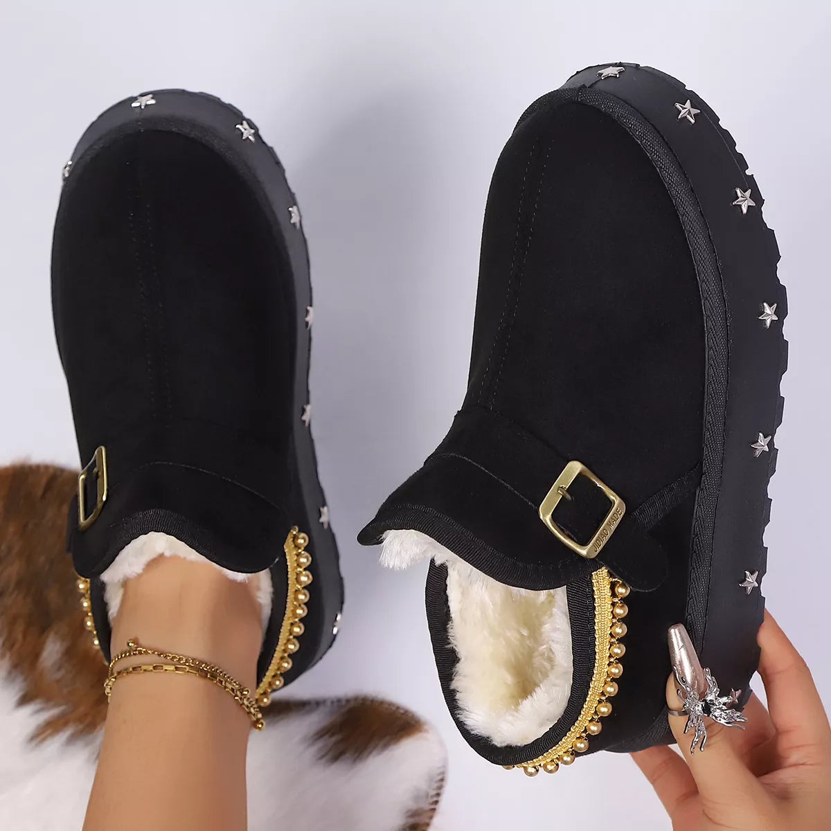 Platform Faux Fur Lined Ankle Boots - Lilixa.store