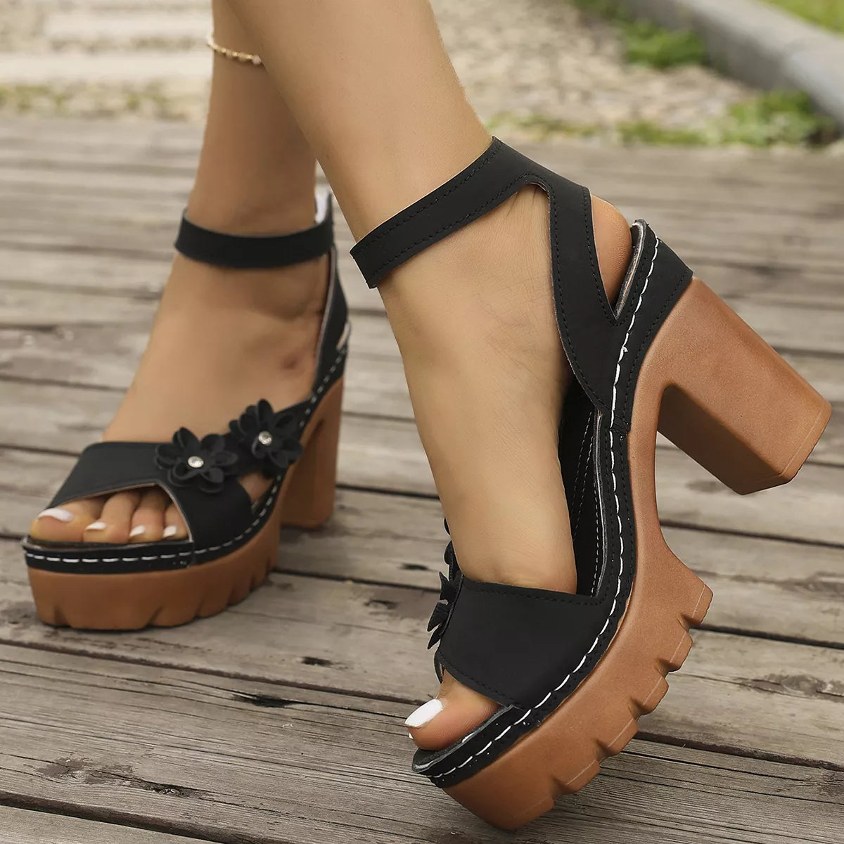 Open Toe Block Heels Sandals, view 2
