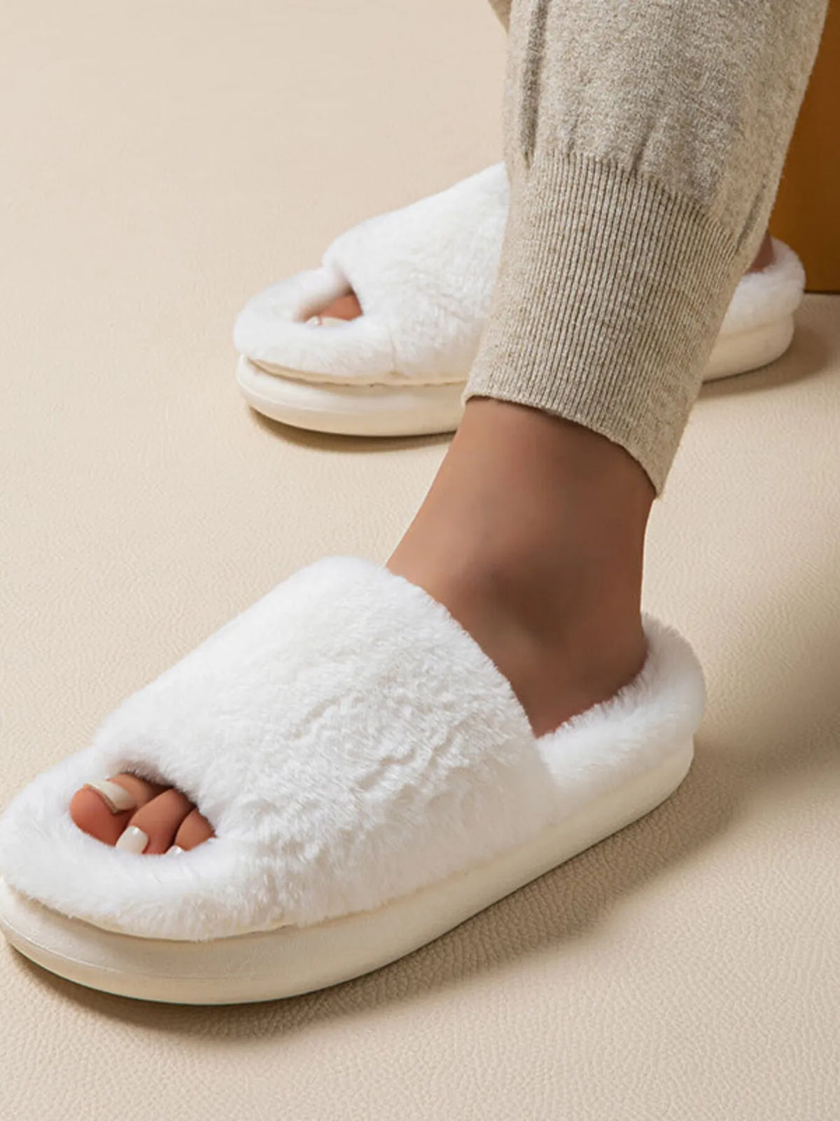 Fluffy Open Toe Comfort Slippers - Lilixa.store