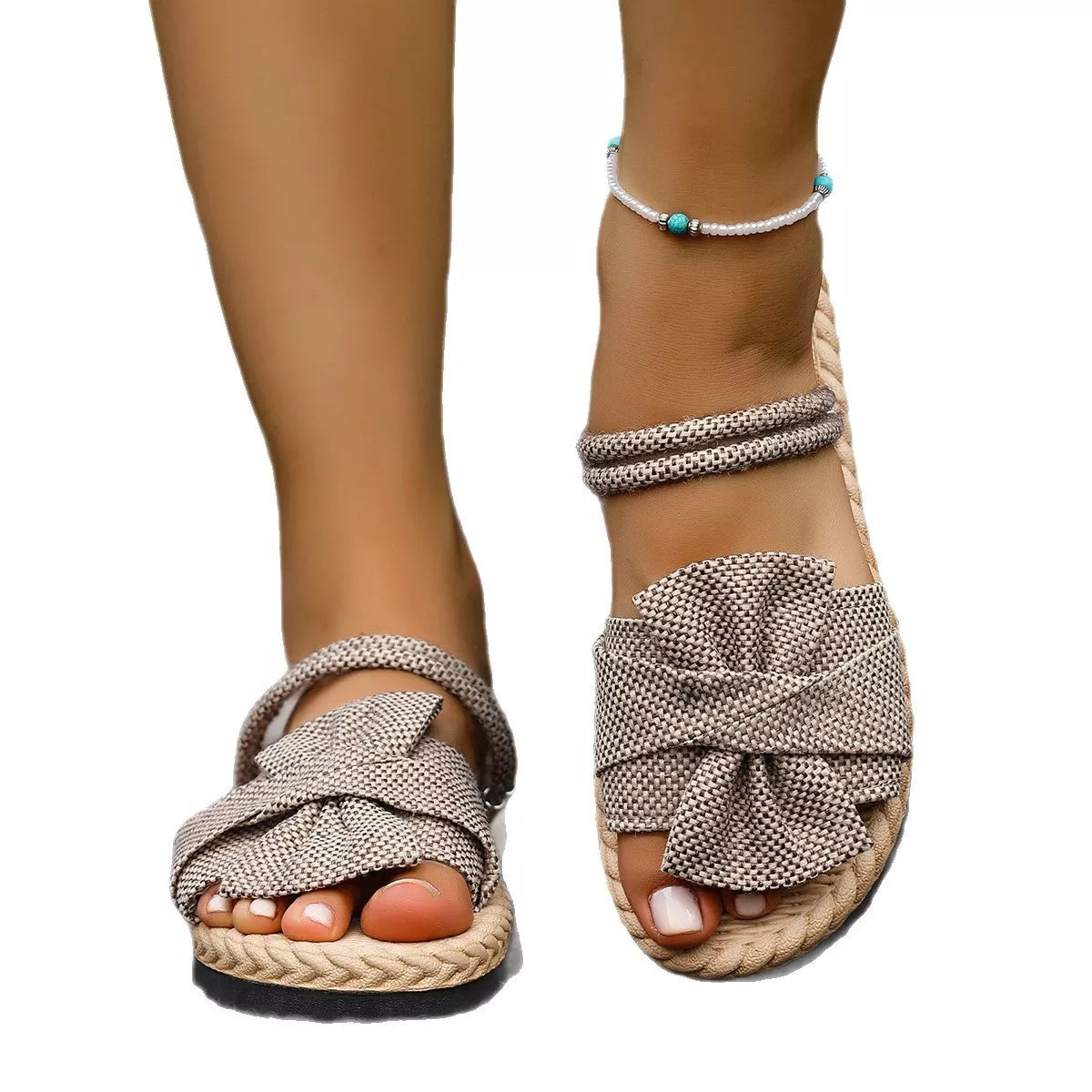 Bow Open Toe Flats Sandals