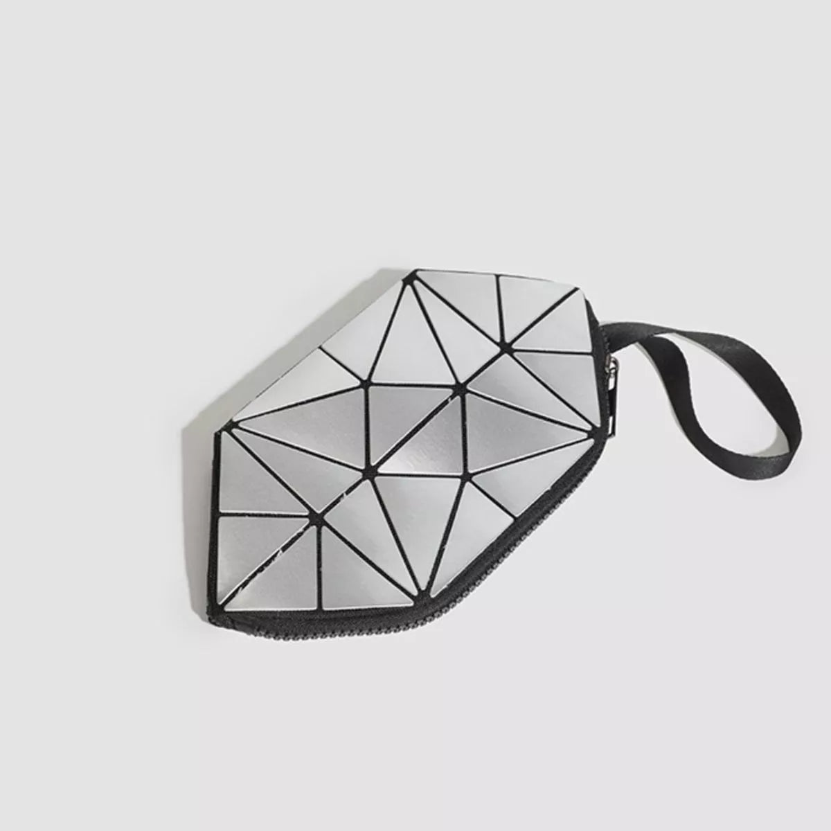 Geometric Metallic Silver Clutch with Modern Origami Design, view 2