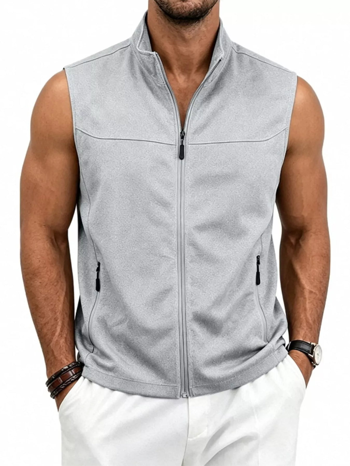 Men's Plus Size Zip Up Vest - Lilixa.store
