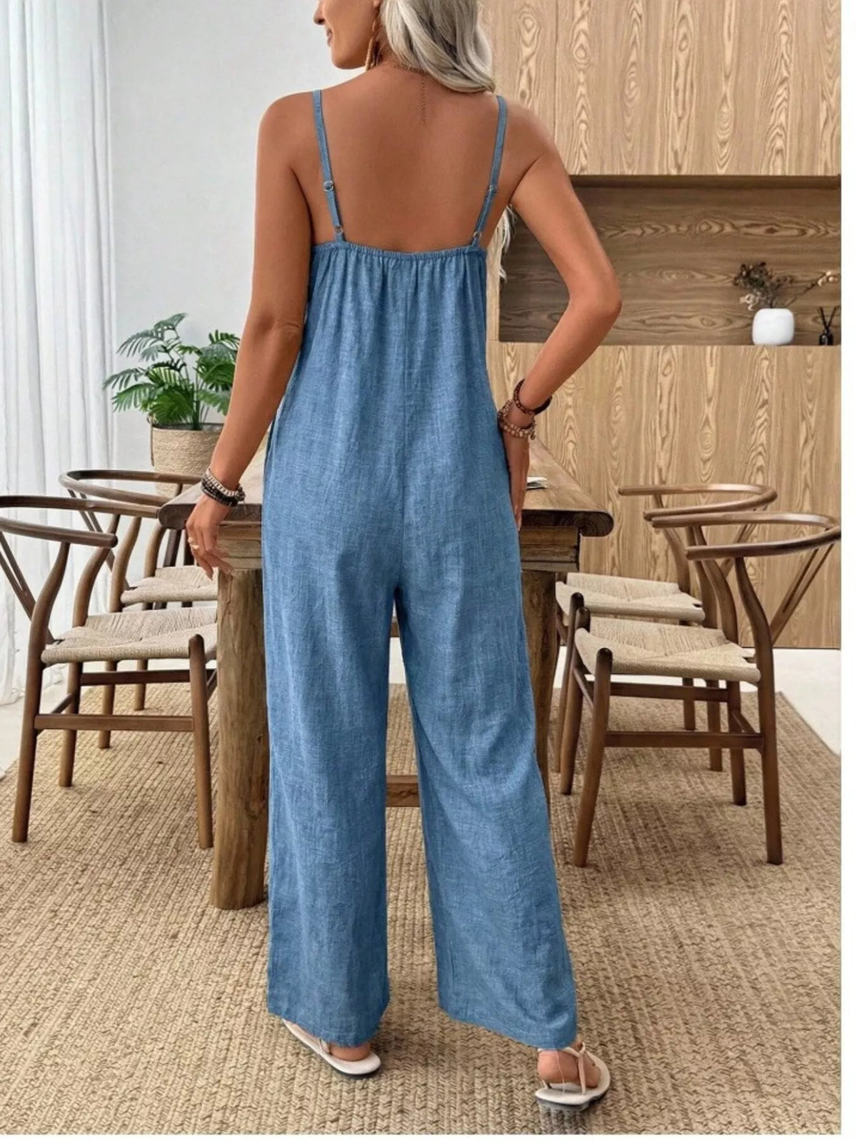 Spaghetti Strap Wide Leg Jumpsuit - Lilixa.store