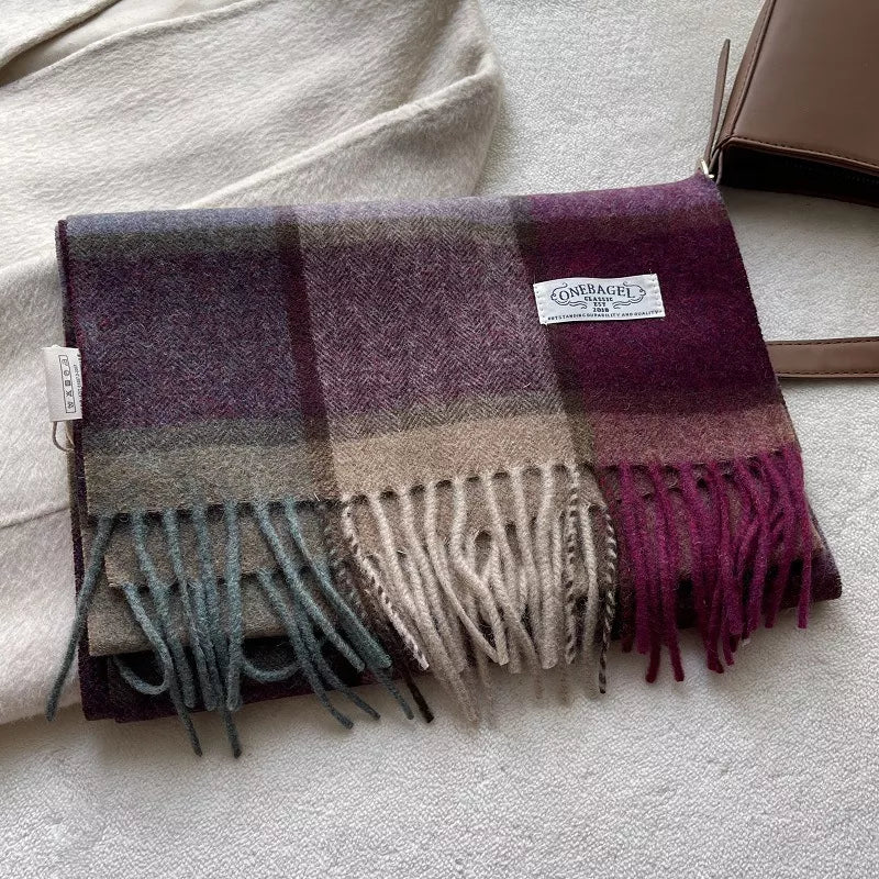Wool Plaid Tassel Scarf - Lilixa.store