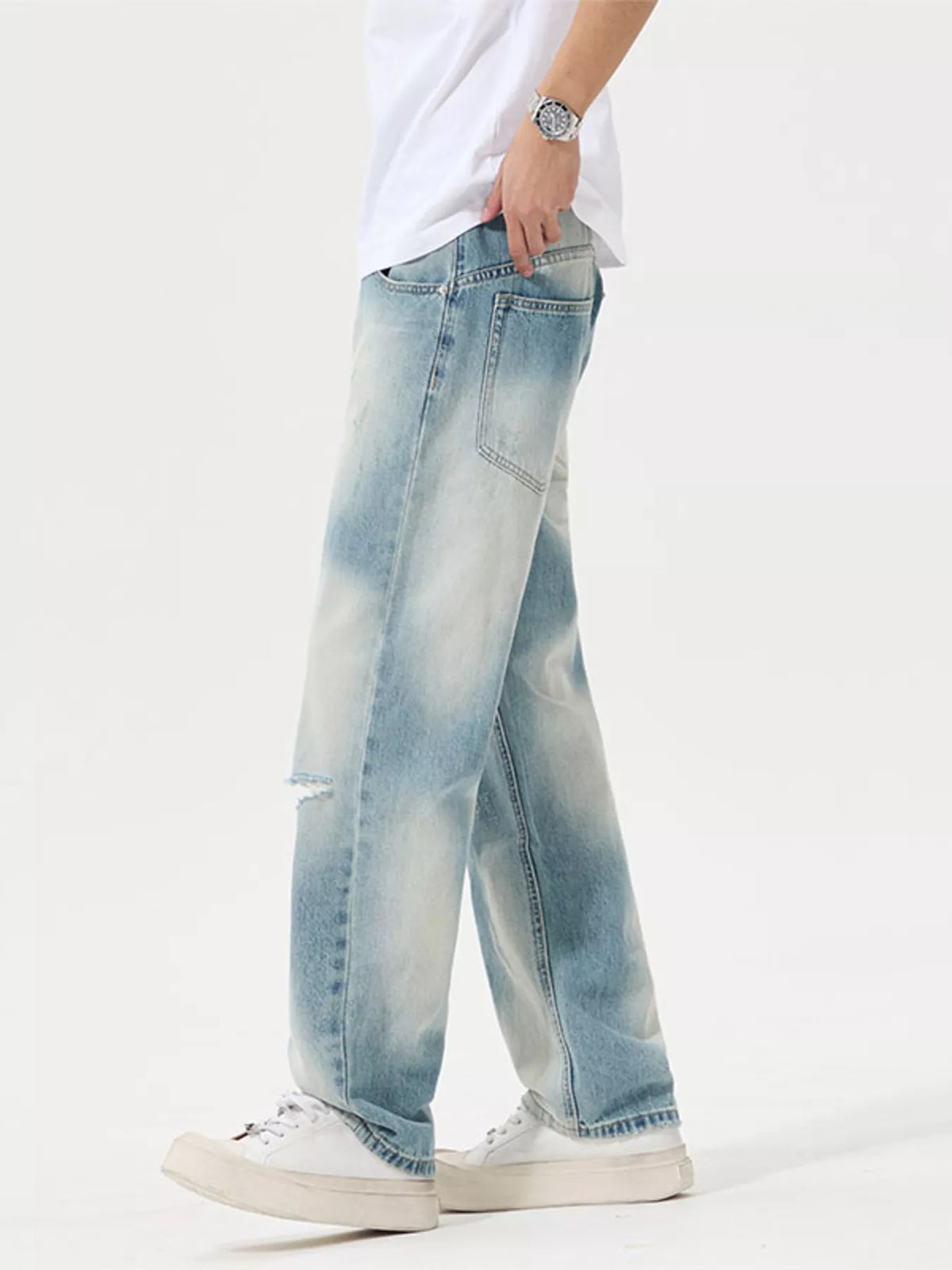 Men's Distressed Relaxed Fit Jeans - Lilixa.store