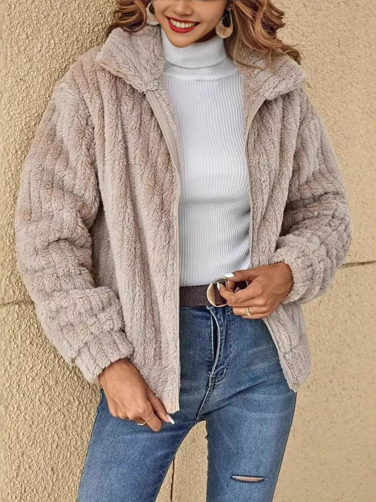 Fleece Zip-Up Outerwear - Lilixa.store