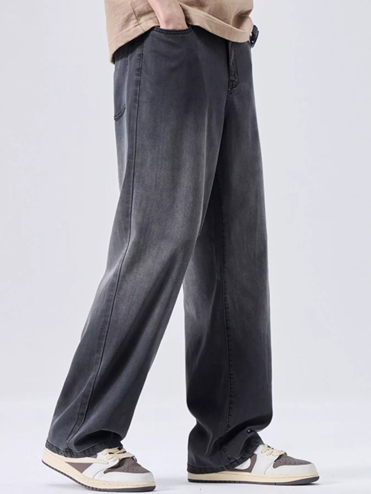 Men's Vintage Washed Straight Fit Pants in Light Blue, view 2