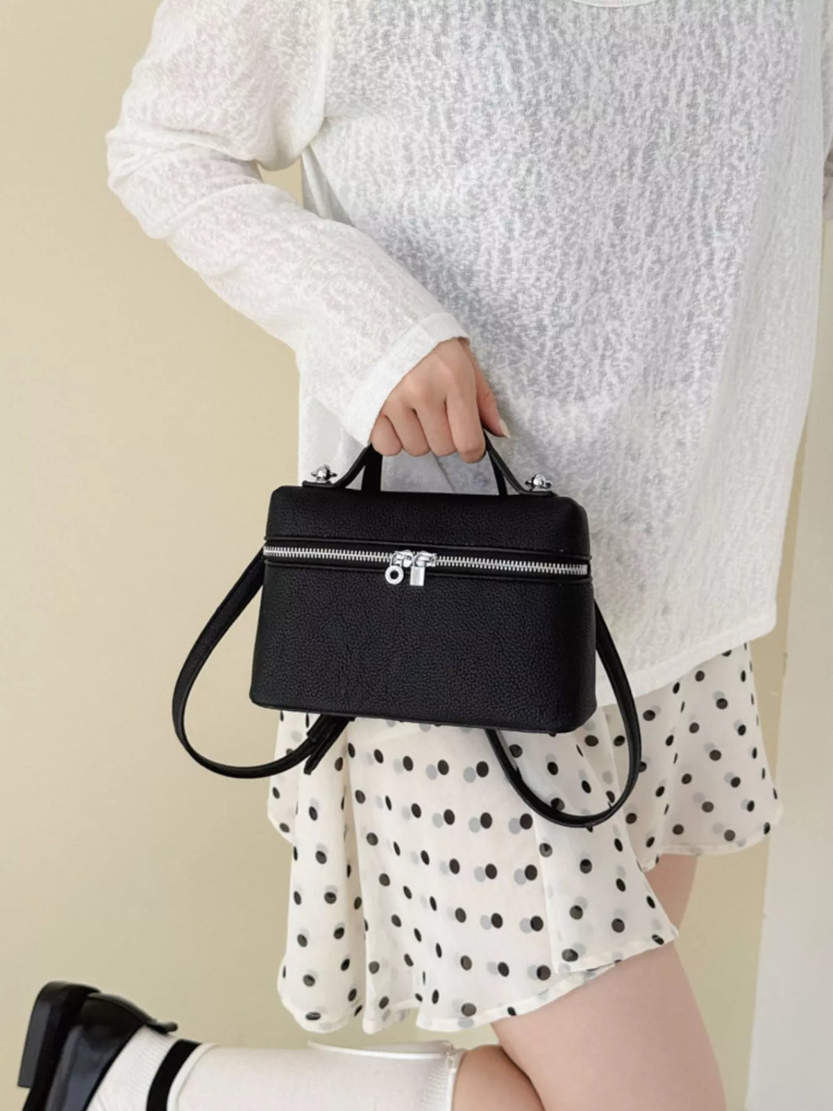 Textured Zipper Crossbody Bag