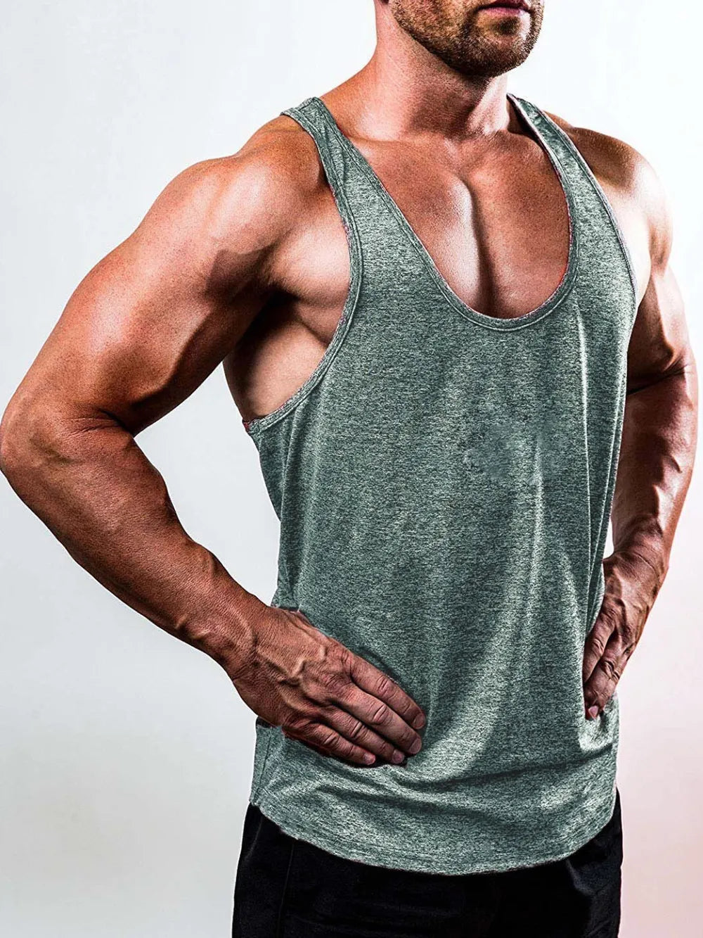 Men's Plus Size Round Neck Racerback Tank - Lilixa.store