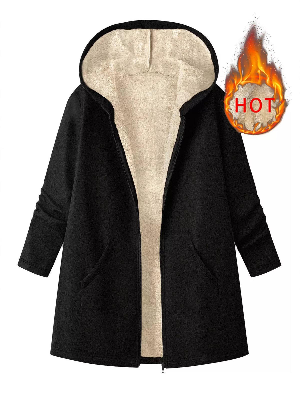 Fleece-Lined Zip Up Hooded Outerwear - Lilixa.store