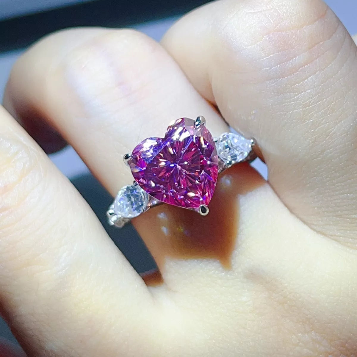 6 Carat 925 Sterling Silver Moissanite Heart Ring