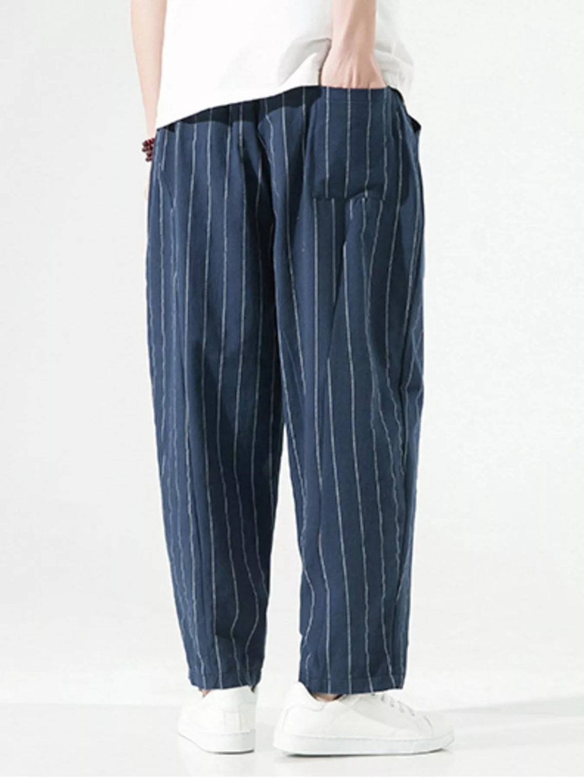 Men's Plus Size Striped Casual Loose Pants, view 6