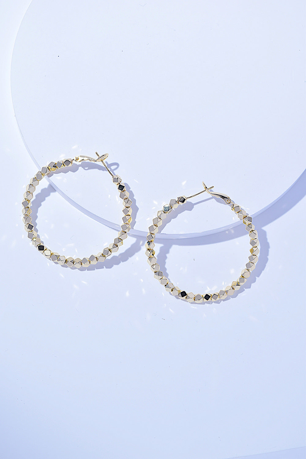 Elegant Alloy Hoop Earrings with Geometric Beads - Lilixa.store