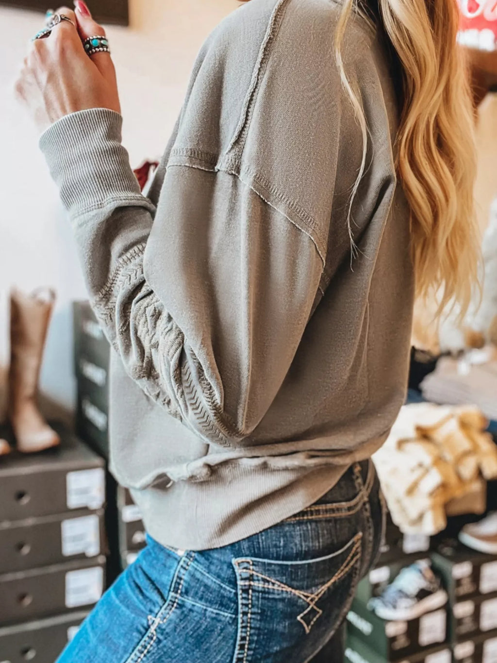Aztec Embroidered Western V Neck Sweatshirt - Lilixa.store