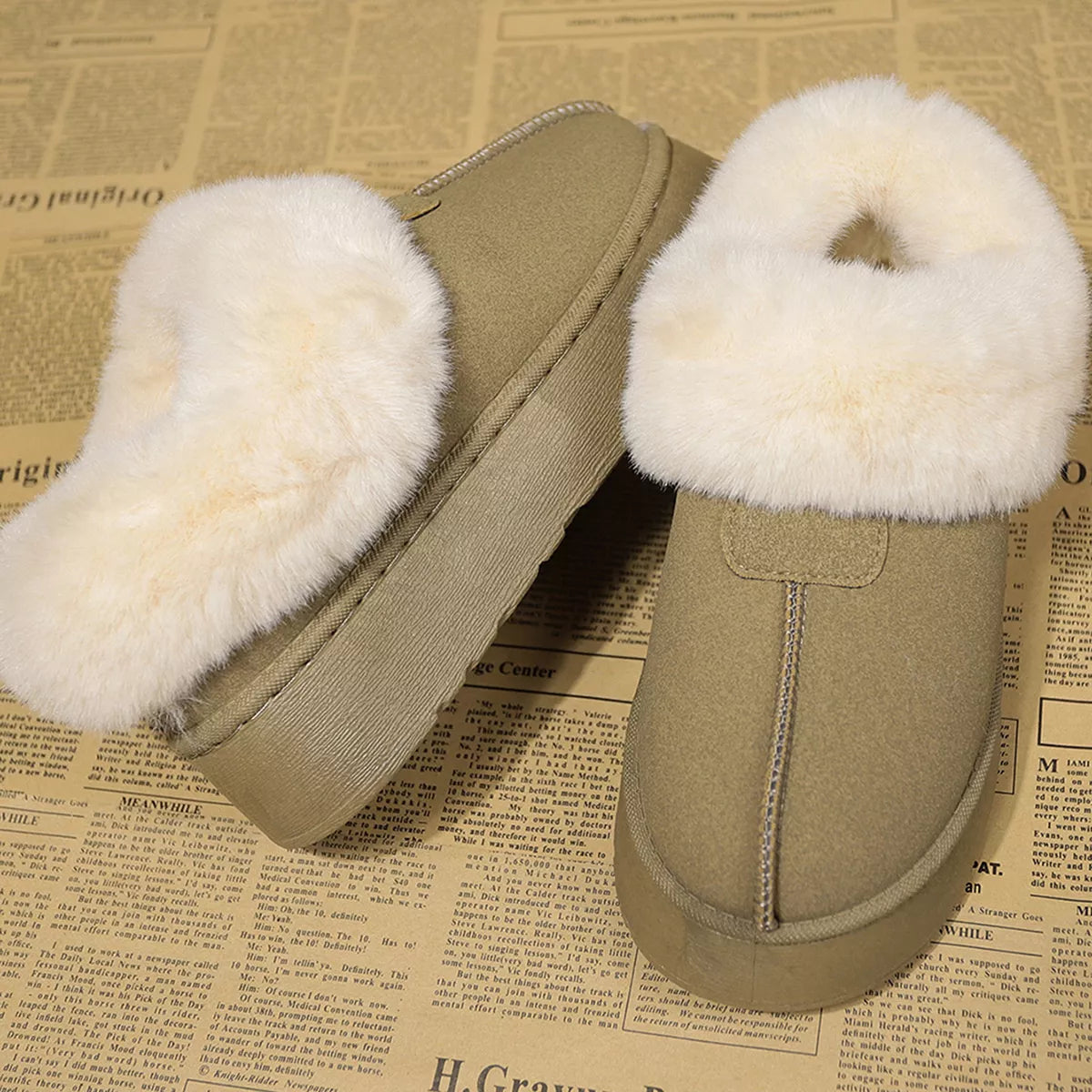 Fuzzy Trim Platform Boots, view 4