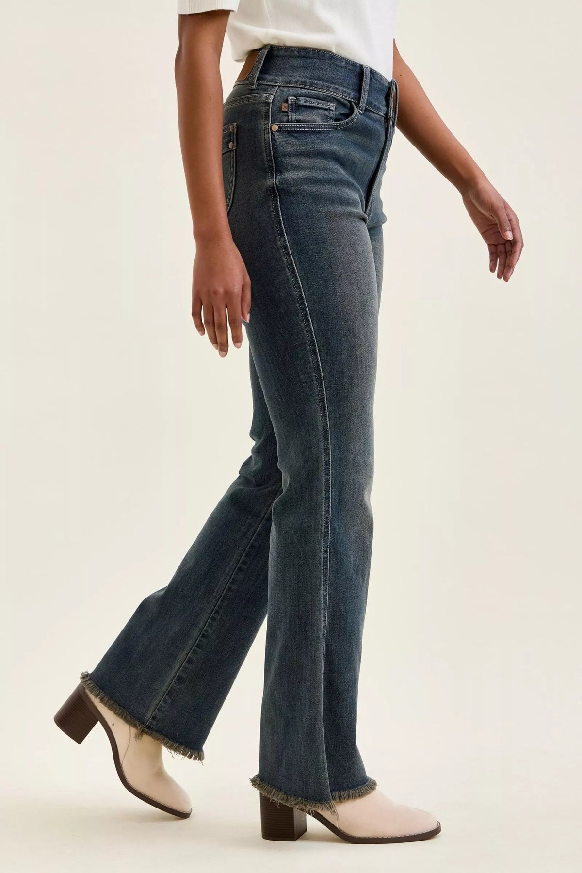 Judy Blue High Waist Double Button Frayed Hem Jeans - Lilixa.store