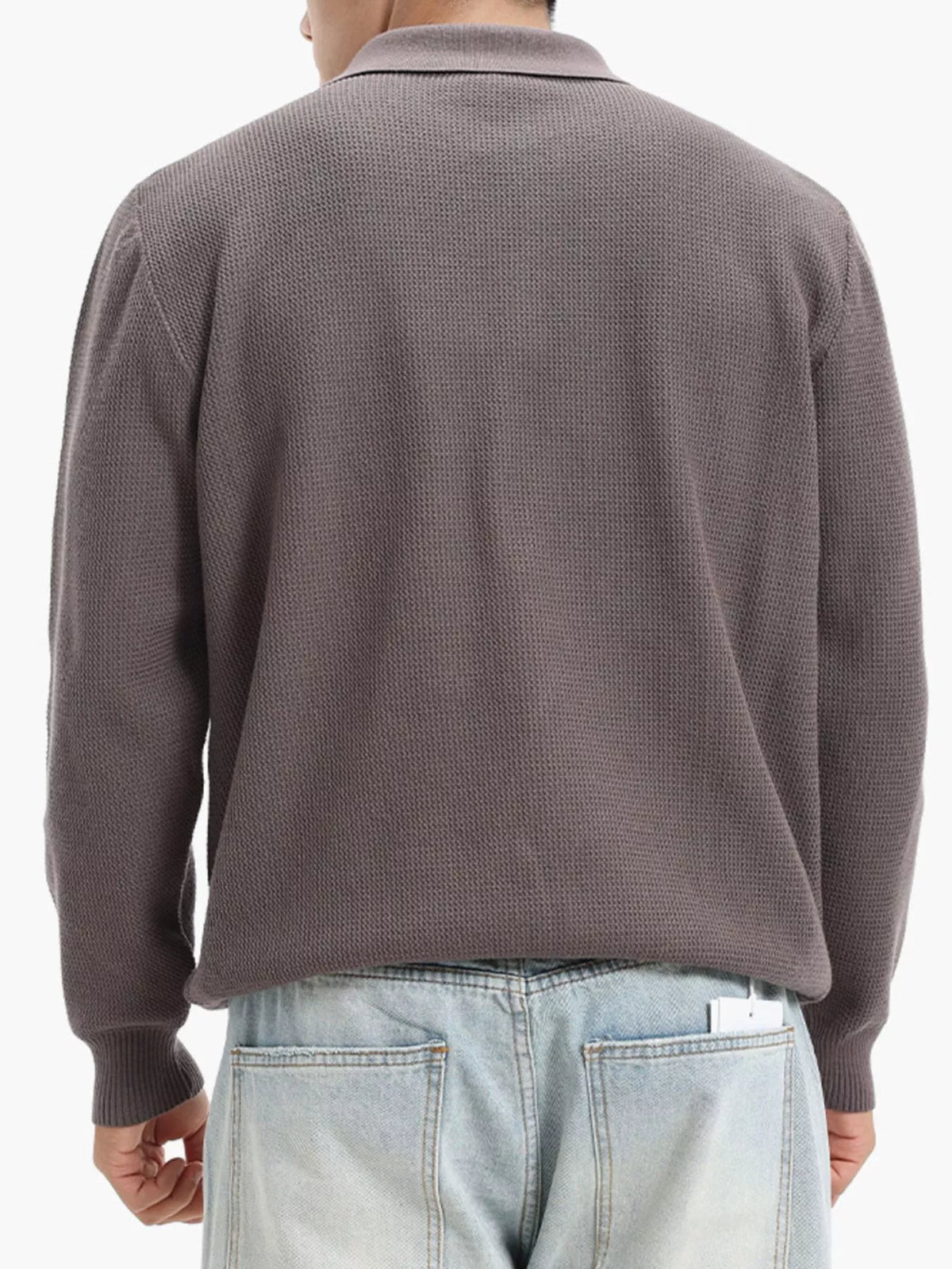 Men's Plus Size Quarter-Zip Textured Knit Top, view 3