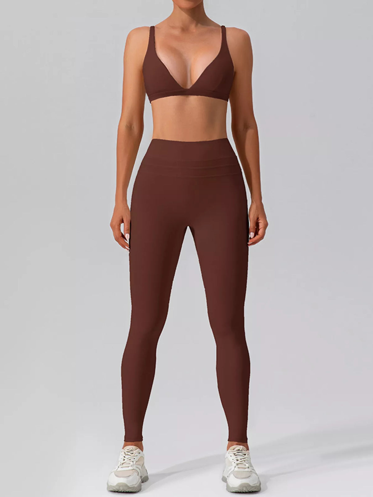 V-Neck Tank and High-Waisted Seamless Pants Active Set - Lilixa.store