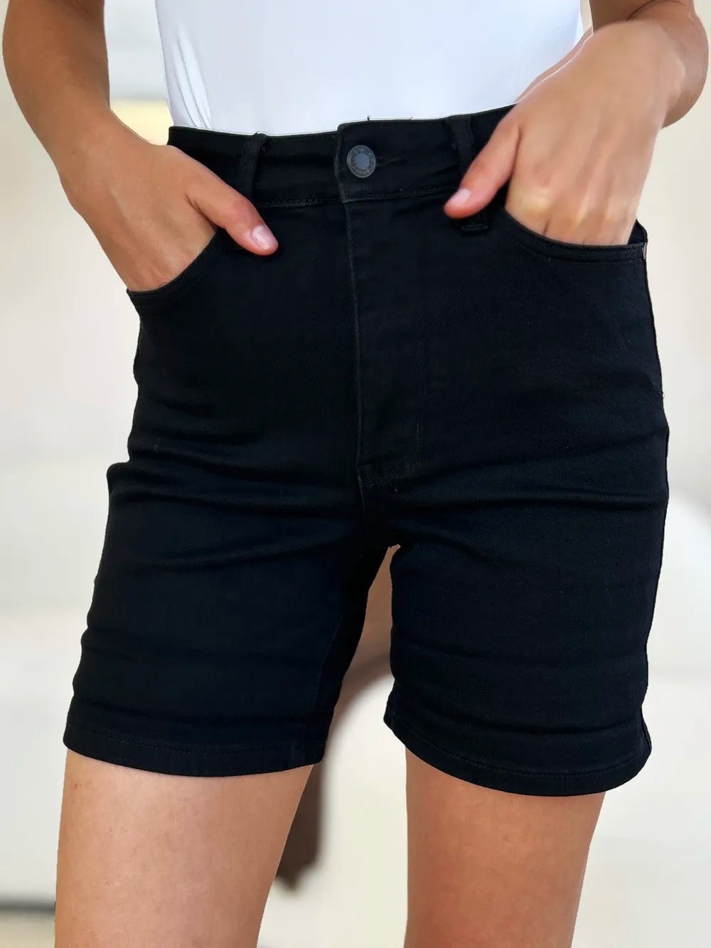 Judy Blue Full Size High Waist Tummy Control Cuffed Denim Shorts - Lilixa.store