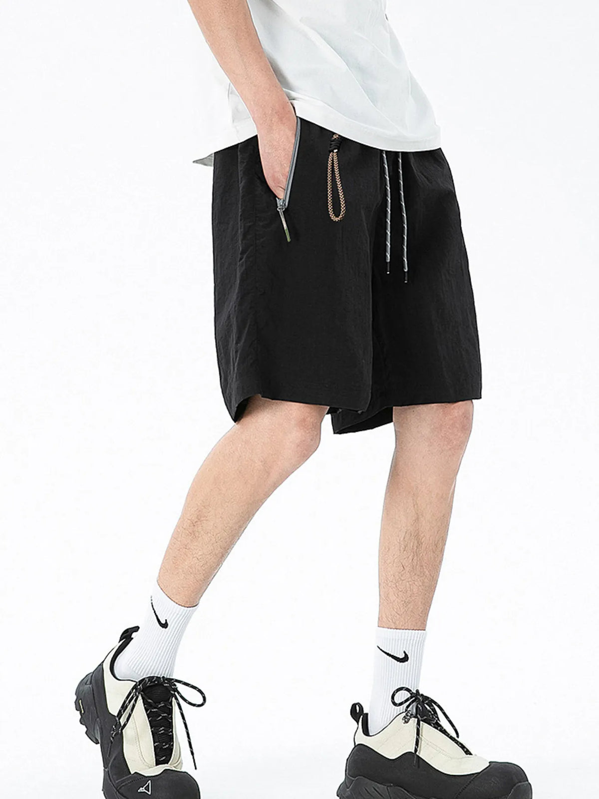 Men's Lightweight Drawstring Shorts with Zipper Pockets, view 5